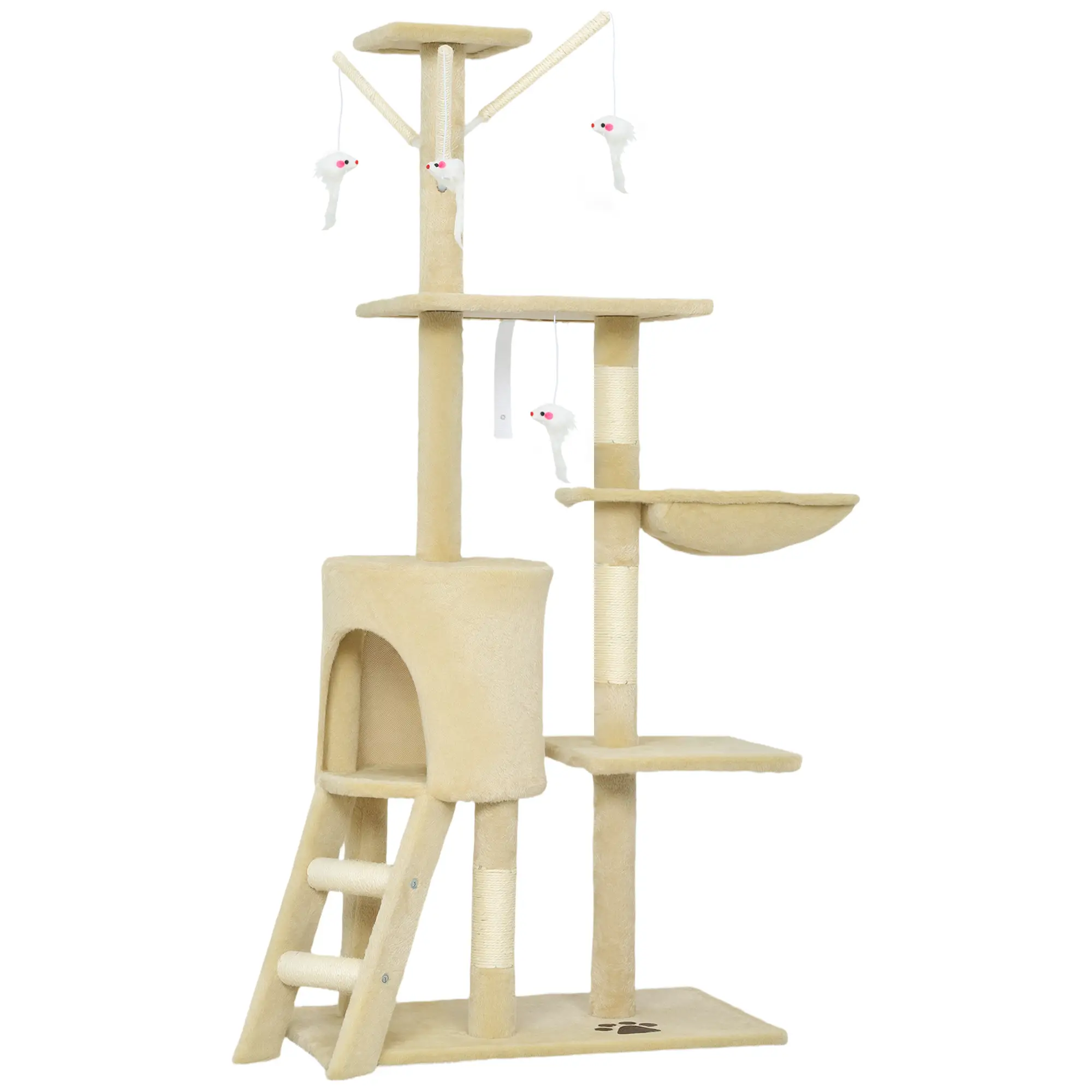 Hideaway Hammock Cat Tower – 134cm Beige – view 1