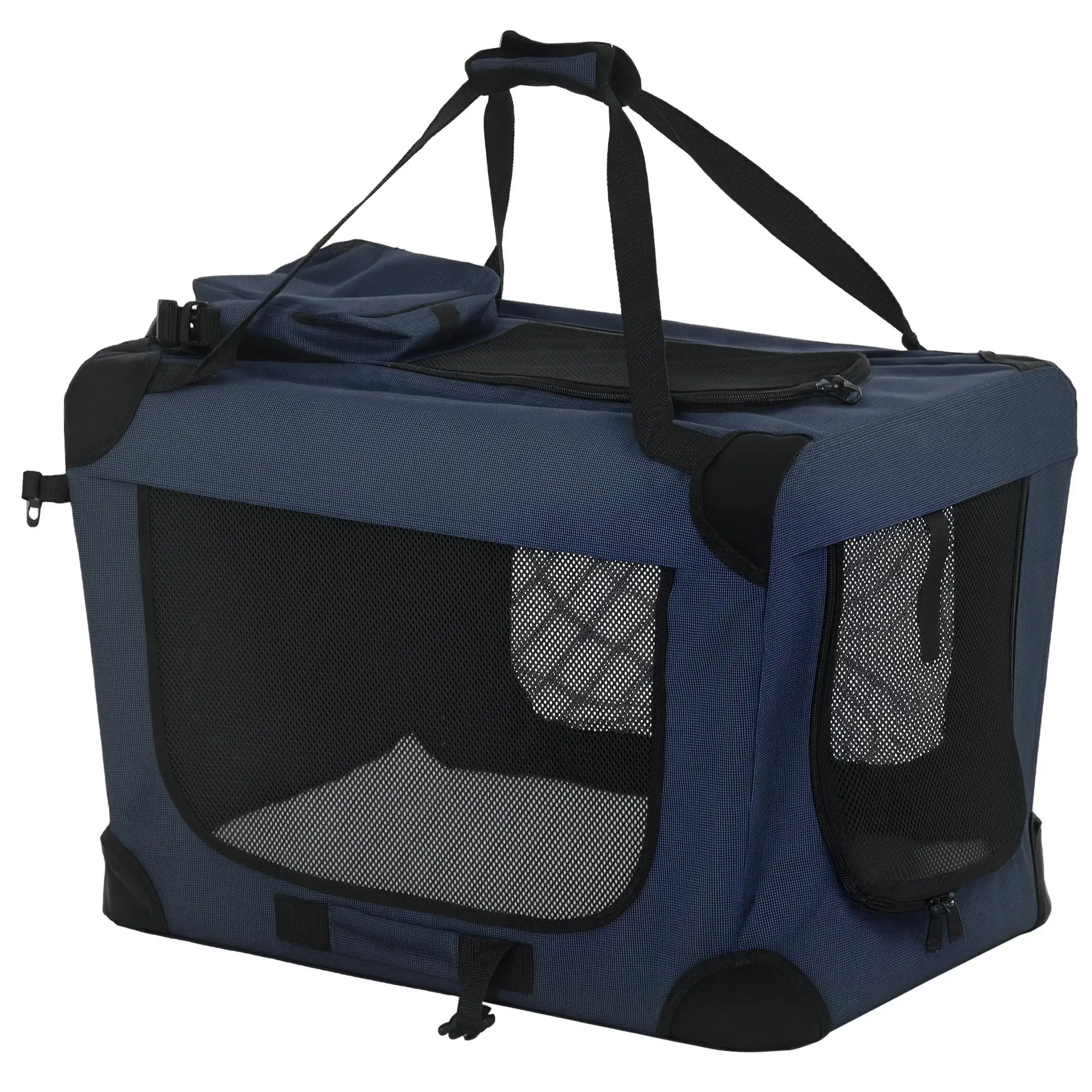 Fold-Flat Cat Travel Den – Navy – view 1